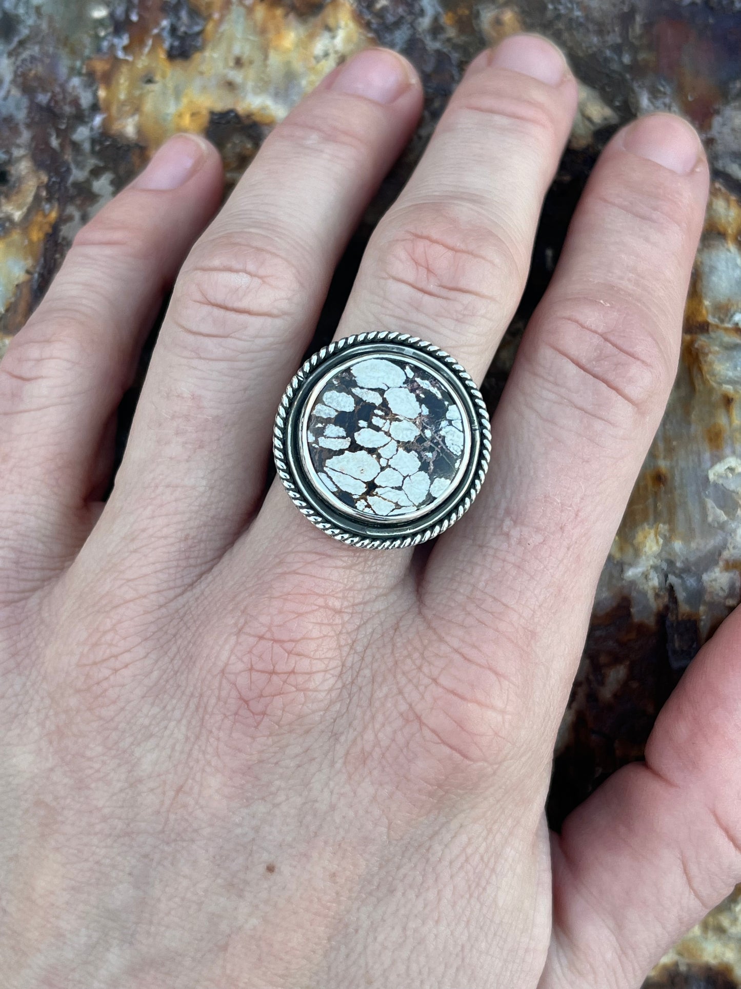 snowy trail double banded ring