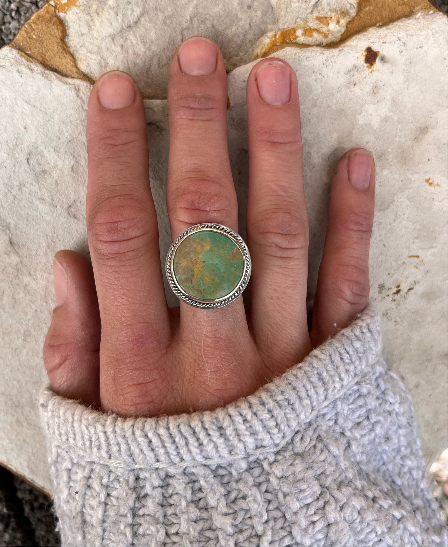 nevada turquoise double band ring, size 7.5